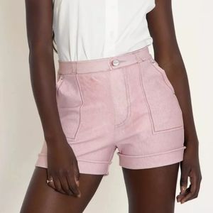 Black Milk Not Actually Denim Cuffed Shorts XXS Pink High Waist